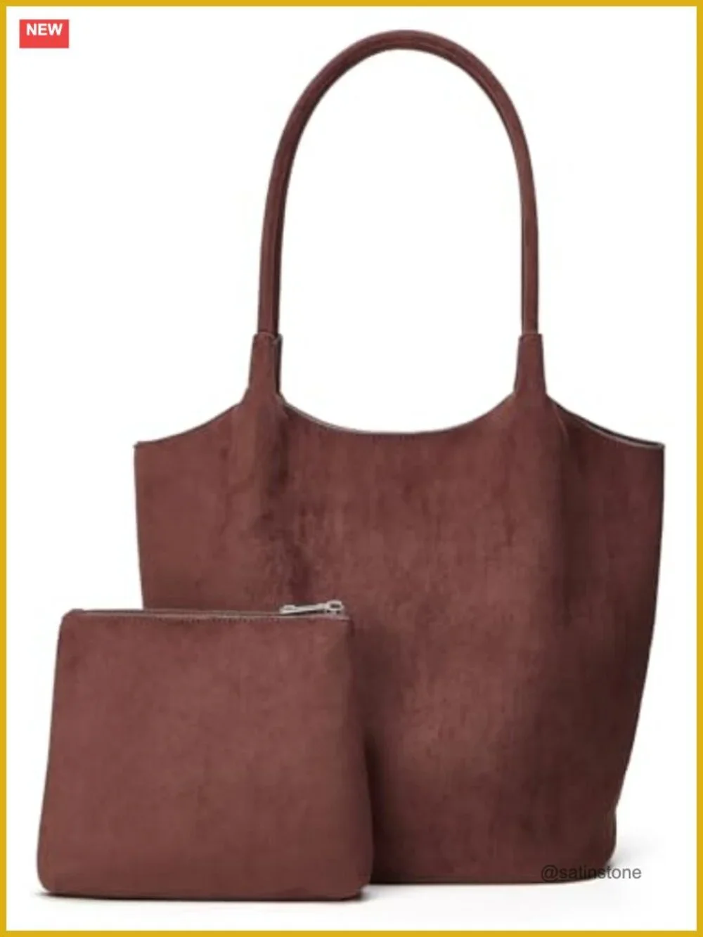 Faux Suede Bucket Tote Shoulder Bag (No color specified)